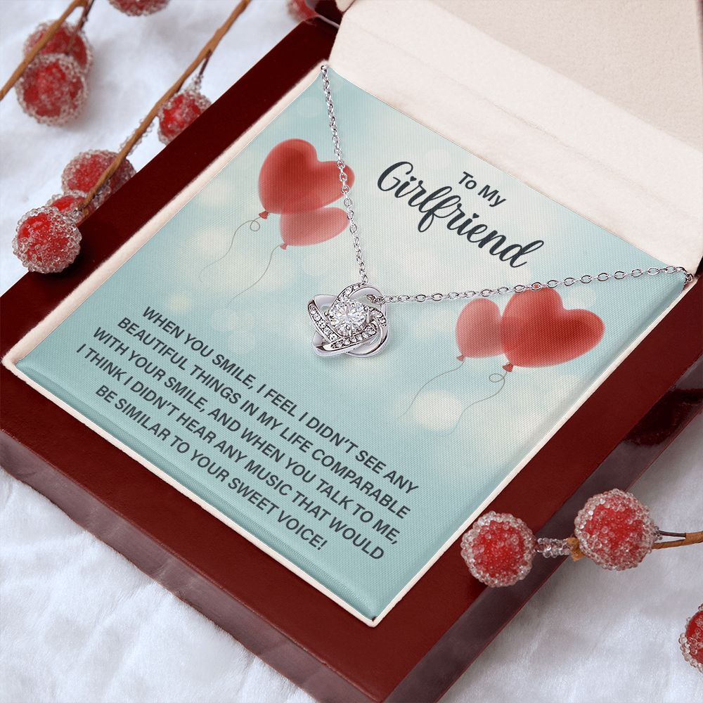 Love Knot Necklace To My Girlfriend Gifts From Boyfriend, Girlfriend Jewelry, Girlfriend Birthday Anniversary For Girlfriend Gift, Necklace Message Card and Gift Box Styles on Birthday, Christmas, Anniversary Love knot Thang