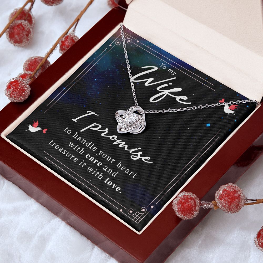 Birthday For Wife, Love Necklace Gifts For Wife From Husband, To My Soulmate Necklace For Women, To My Wife Necklace Wedding Anniversary, I Love You, Love Knot Meaningful Necklace Message Card and Gift Box Styles on Birthday, Christmas, Anniversary Love k
