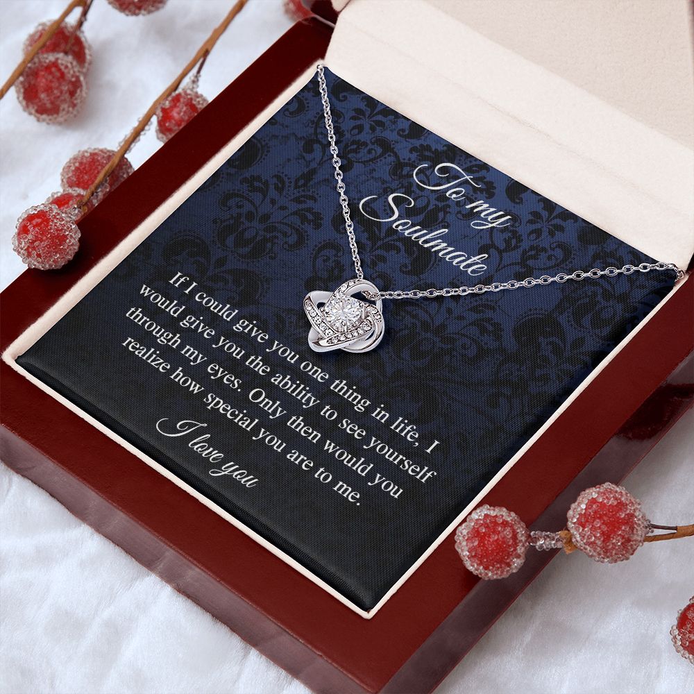 Couples Gifts Necklace To My Soulmate Necklace, Necklace Gifts For Wife From Husband Jewelry Romantic Gifts For My Wife Necklace Custom Name Message Card and Gift Box Styles on Birthday, Christmas, Wedding, Anniversary, Valentine Love knot Thang
