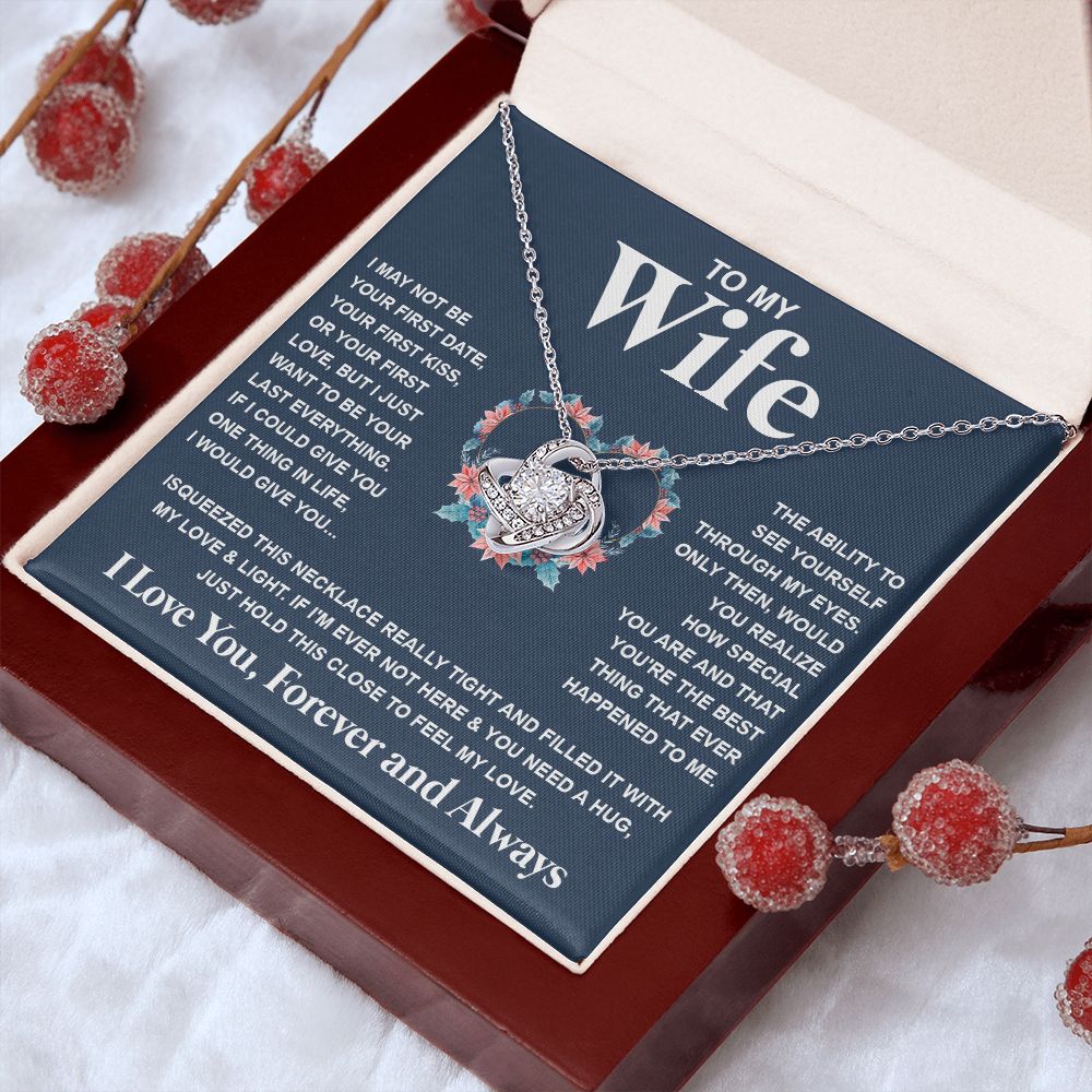 Couples Gifts Necklace To My Soulmate Necklace Birthday Christmas Jewelry Romantic Gift For My Wife Pendant Jewelry with Message Card and Box Necklaces for Women Valentines Day Happy Anniversary Wedding Present Love knot Thang