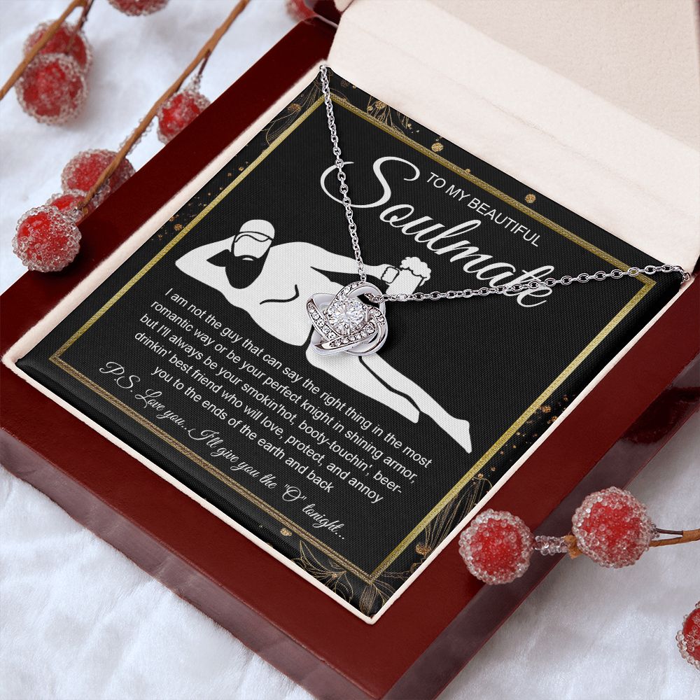 To My Beautiful Soulmate Necklace For Women, Funny Gifts For Girlfriend,Valentine Christmas Presents For Girlfriend, Best Birthday Meaningful Gift Ideas For Wife, Women Romantic Jewelry For Her Wedding Message Card and Gift Box Styles Love knot Thang