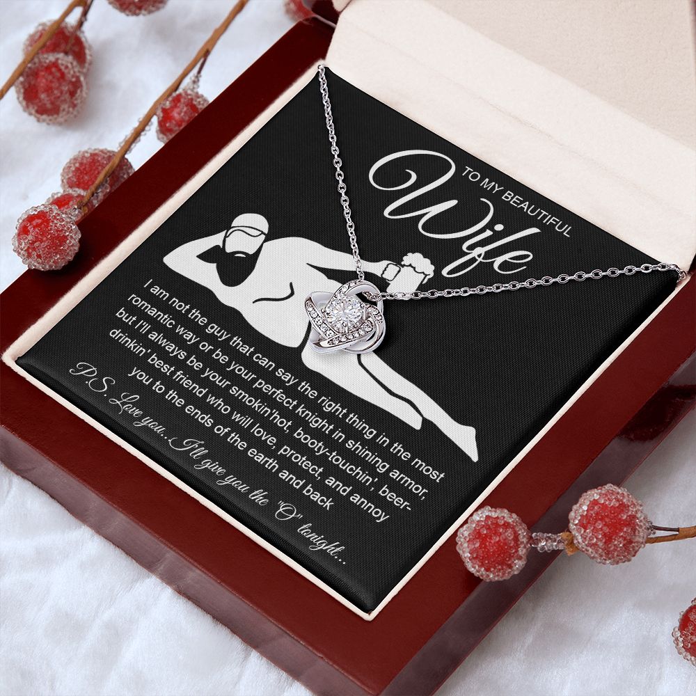 To My Beautiful Wife Necklace For Women, Funny Gifts For Girlfriend,Valentine Christmas Presents For Girlfriend, Best Birthday Meaningful Gift Ideas For Wife, Women Romantic Jewelry For Her Anniversary Message Card and Gift Box Styles Love knot Thang