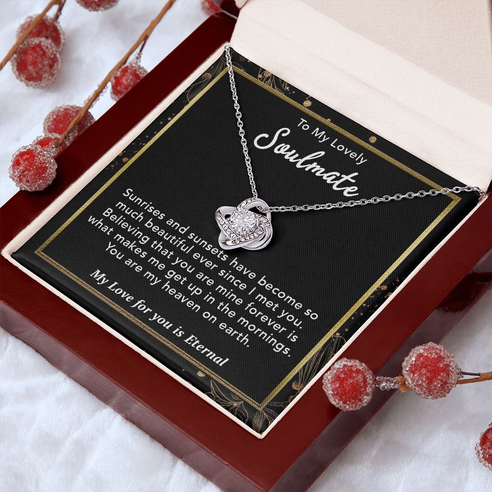 To My Lovely Soulmate Necklace Gift From Husband To My Badass Wife Pendant Jewelry with Message Card and Gift Box. Gift for Wife. Necklace Gift Set for Wife Necklace Gifts Box Gift Box Styles Love knot Thang