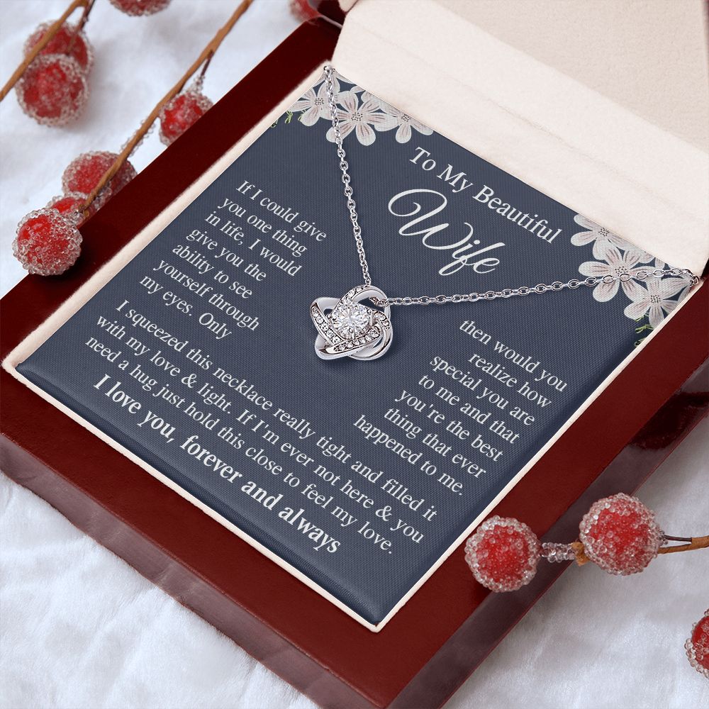 Wife Necklace Gift for Her, Soulmate Jewelry, Necklace for Future Wife, Wedding Anniversary Jewelry for Wife Necklace Gifts from Husband - Soulmate Gift Necklace with Message Card and Gift Box Love knot Thang