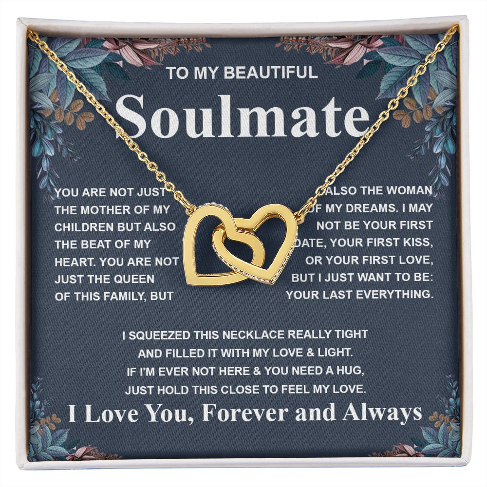Gifts For Soulmate Birthday Gifts From Husband Necklace Valentines Days, Necklace for Future Soulmate, Birthday Wedding Jewelry for Wife Necklace Gifts from Husband - Soulmate Gift Necklace with Message Card and Gift Box Interlocking Heart
