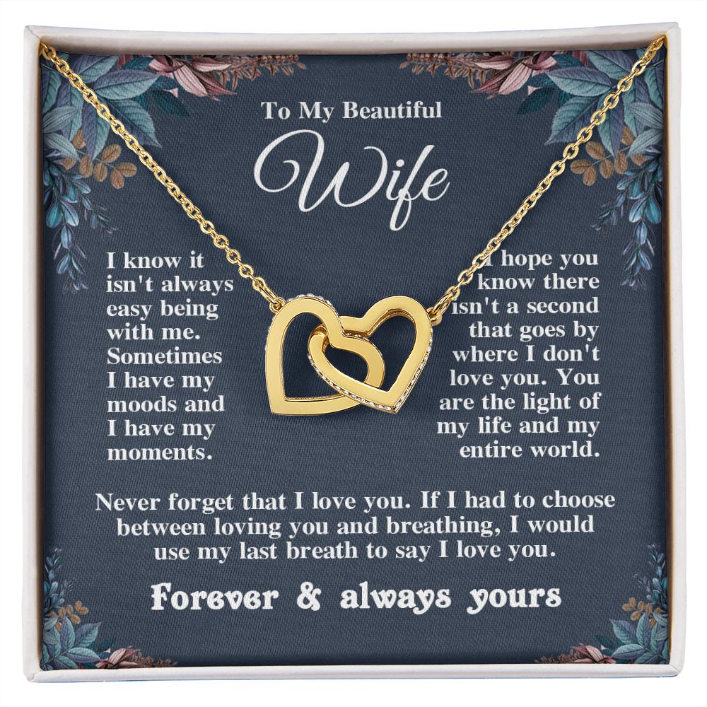 Valentine Gifts for Wife Necklace from Husband, Gifts for Wife from Husband, Birthday Gifts for Her Gifts Soulmate Message Card and Necklace Gift Box Gift Box Styles on Birthday, Wedding, Anniversary, Valentine Interlocking Heart