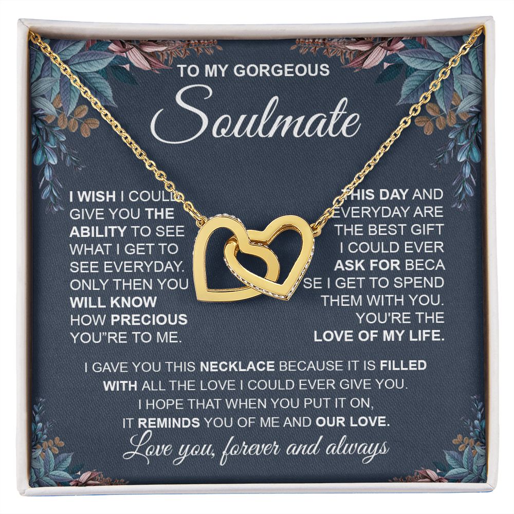 to My Soulmate Necklace from Husband, Necklaces for Wife from Husband, to My Soulmate Necklace for Women, Soulmate Jewelry for Wife Anniversary Jewelry Gifts for Wife Valentine Gifts from Husband Interlocking Heart