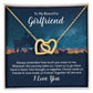 Couples Gifts Necklace To My Beautiful Girlfriend Necklace Gifts For My Wife, I Love You, Love Knot Meaningful Necklace Message Card and Gift Box Styles on Birthday, Christmas, Anniversary Interlocking Heart