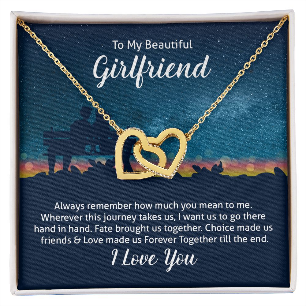 Couples Gifts Necklace To My Beautiful Girlfriend Necklace Gifts For My Wife, I Love You, Love Knot Meaningful Necklace Message Card and Gift Box Styles on Birthday, Christmas, Anniversary Interlocking Heart