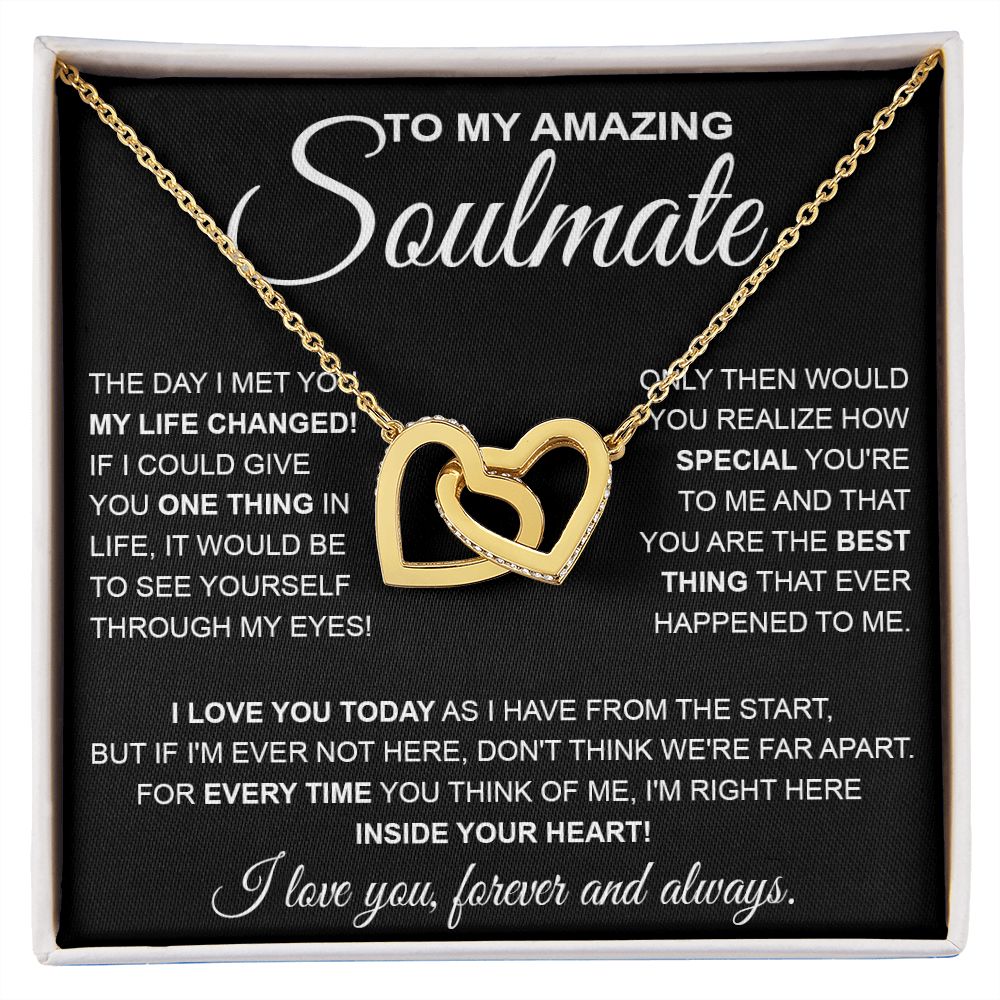 to My Soulmate Necklace, Soulmate Jewelry for Women, Wife Gifts from Husband , Necklace for Wife Soulmate Gifts Future Wife Necklace Message Card and Gift Box Styles on Birthday, Wedding, Anniversary, Valentine Interlocking Heart