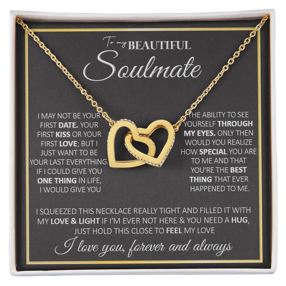 To My Future Wife Necklace, to my Wife Necklace, Necklaces For Wife From Husband, To My Beautiful Soulmate Necklace, Necklace Custom Name Message Card and Gift Box Styles on Birthday, Christmas, Wedding, Anniversary, Valentine Interlocking Heart