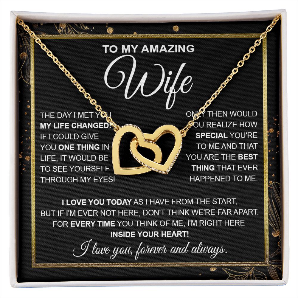 to My Wife Necklace, Soulmate Jewelry for Women, Wife Gifts from Husband, Birthday Necklace for Wife Soulmate Gifts Future Wife Necklace Message Card and Gift Box Styles on Birthday, Wedding, Anniversary, Valentine Interlocking Heart