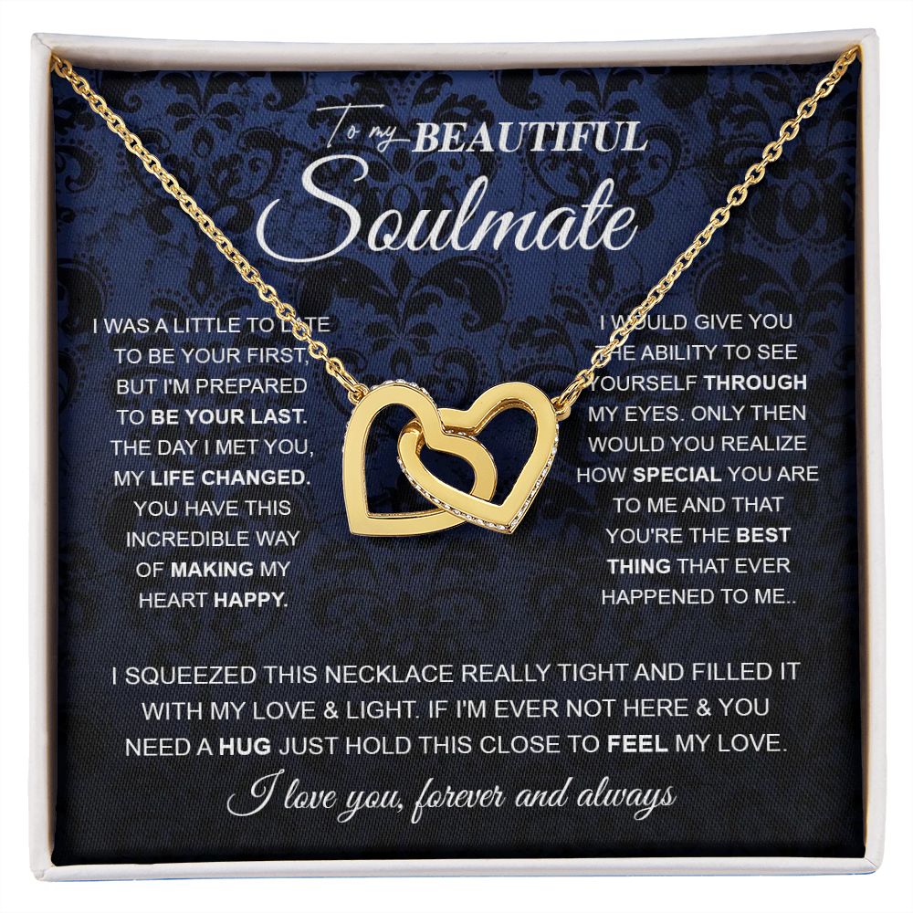 to My Beautiful Soulmate Wife Necklace Future Wife Gifts, Promise Necklace For Her, Fiance Gifts For Her, Wedding Anniversary Gifts For Future Wife With Message Card Box LED, Soulmate Necklace For Women, To My Wife Necklace Interlocking Heart