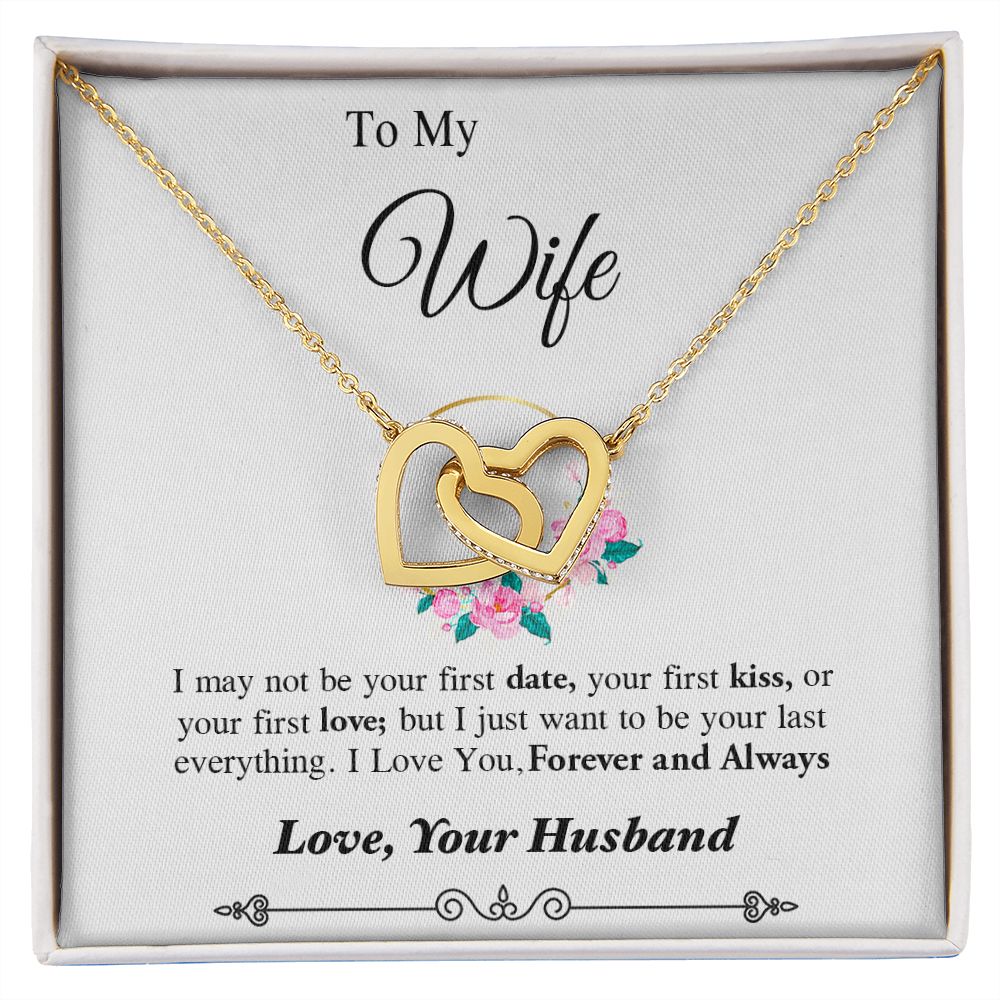 Couples Gifts, To My Dear Wife Necklace Gifts From Husband, Wedding Anniversary Jewelry For Wife From Husband, Necklace Customer Name Message Card and Gift Box styles On Birthday, Christmas, Anniversary Interlocking Heart
