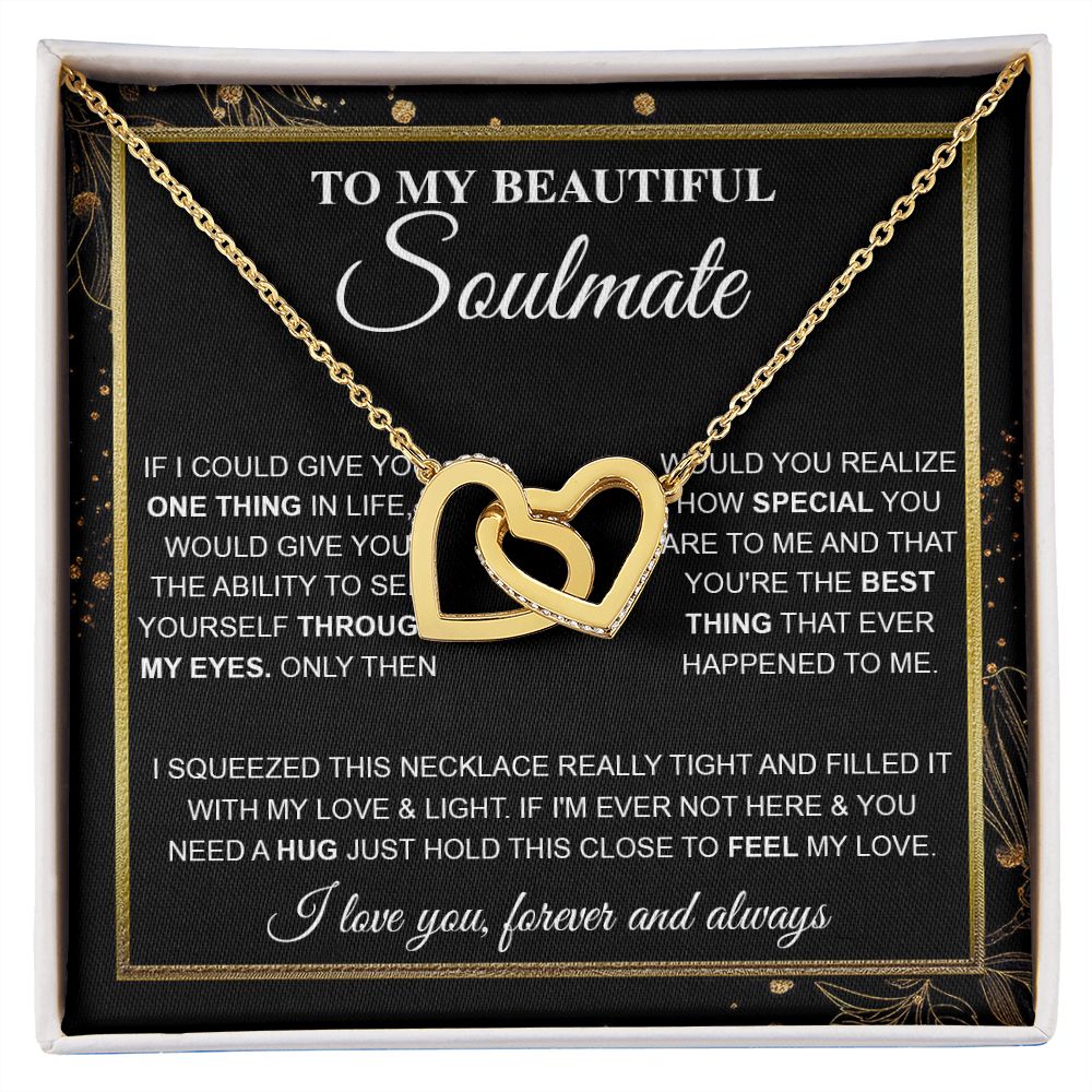 To My Beautiful Soulmate Necklace, Love knot Necklace for Girlfriend, Soulmate Jewelry, Soulmate Necklace, Future Wife Gift, Necklace for Wife from Husband Necklace Message Card and Gift Box Styles on Birthday, Christmas, Wedding, Anniversary Interlocking