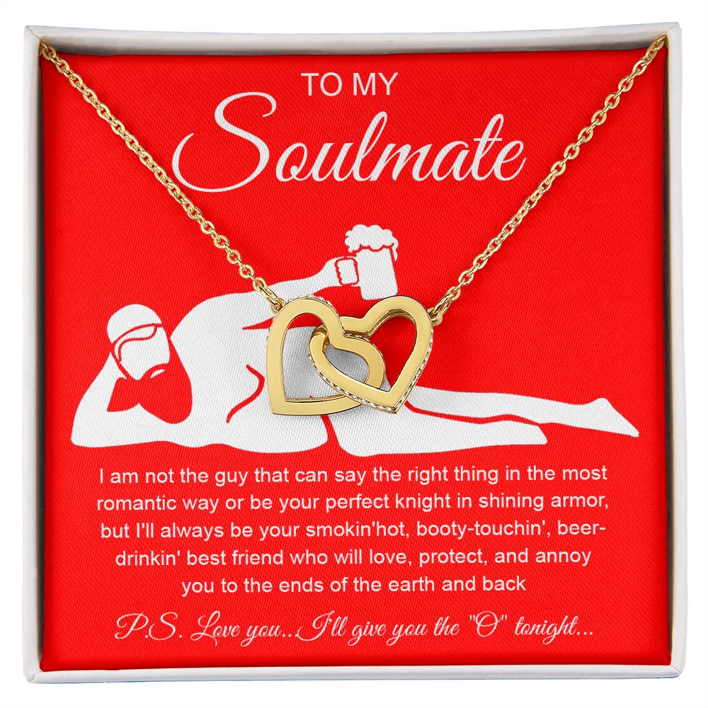 To My Soulmate Necklace For Women, Funny Gifts For Girlfriend,Valentine Presents For Girlfriend, Best Birthday Meaningful Gift Ideas For Wife, Women Romantic Jewelry For Her Anniversary Message Card and Gift Box Styles Interlocking Heart