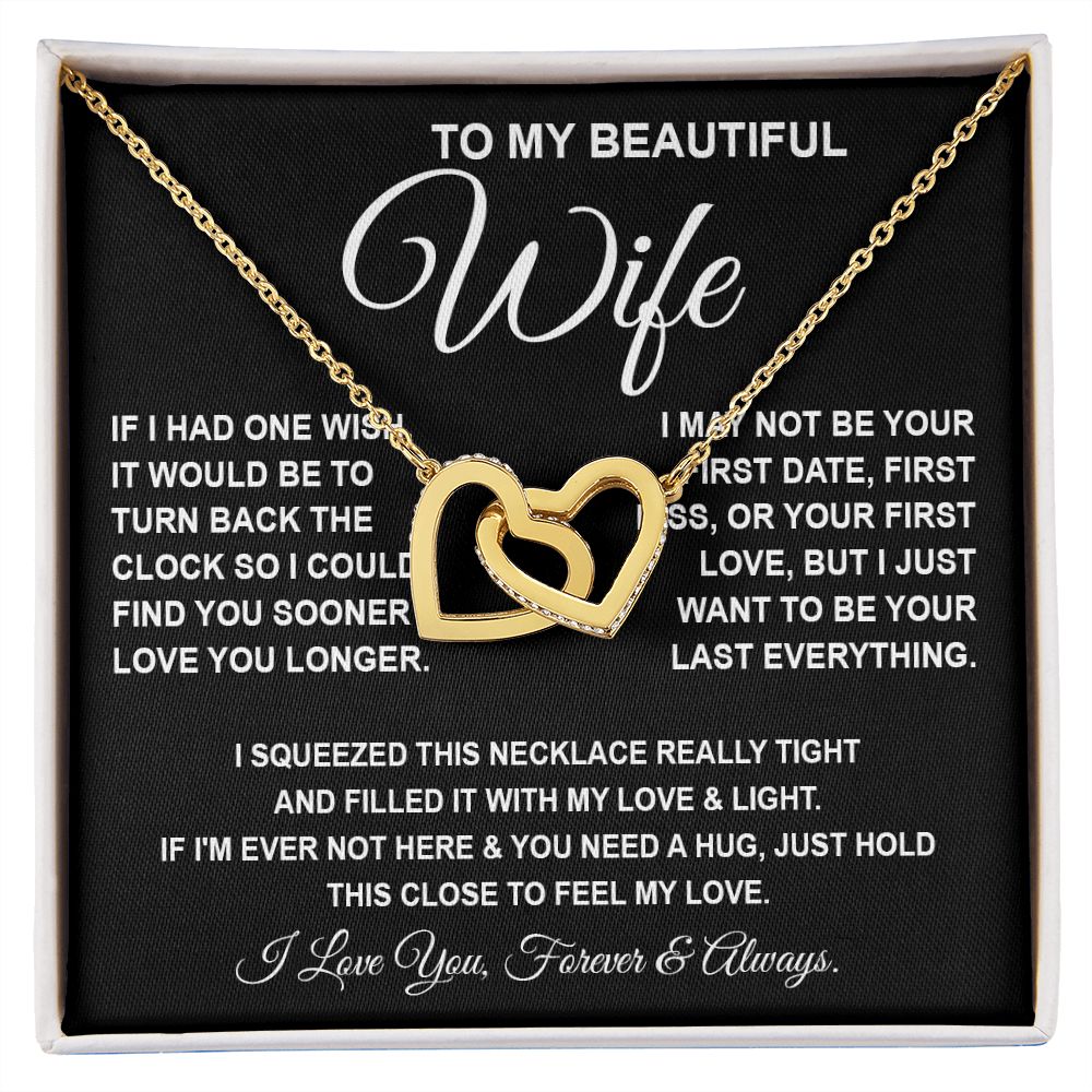 To My Beautiful Wife Necklace, Soulmate Jewelry For Women, Wife Necklace From Husband, Soulmate Gift For Her, To My Future Wife Necklace Message Card and Necklace Gift Box Gift Box Styles on Birthday, Wedding, Anniversary, Valentine Interlocking Heart