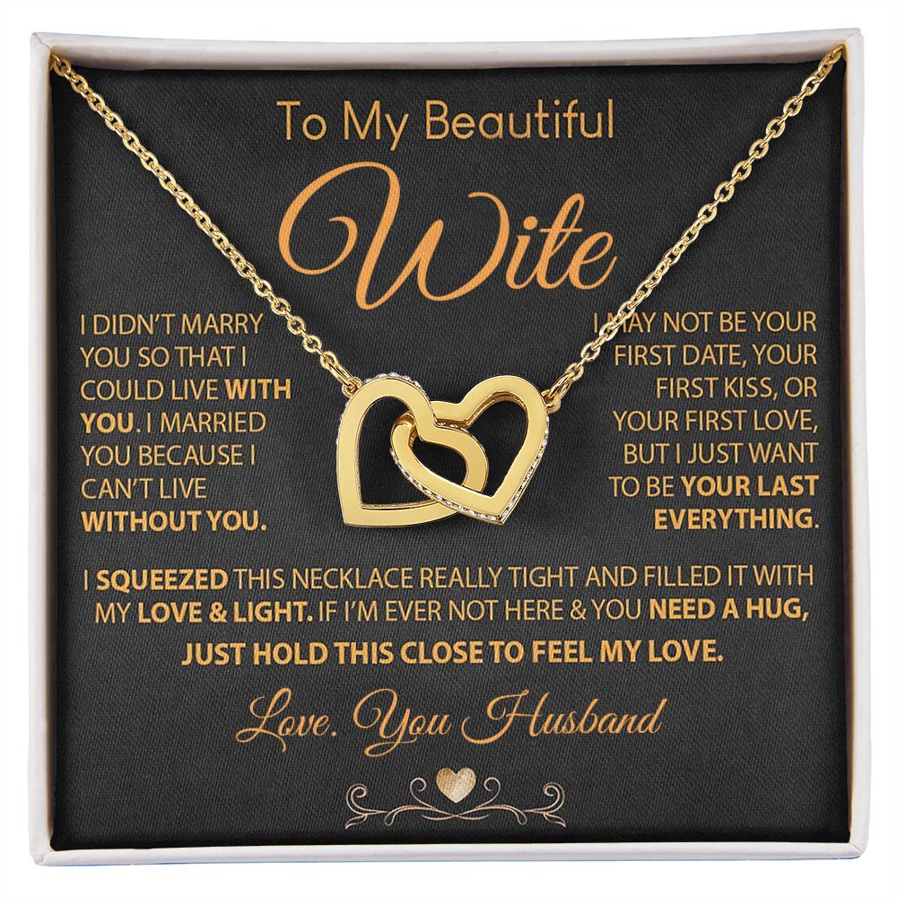 My Beautiful Soulmate Necklace Future Wife Gifts, Promise Necklace For Her, Fiance Gifts For Her, Valentine Gifts For Future Wife With Message Card Box LED, Soulmate Necklace For Women, To My Wife Necklace Interlocking Heart
