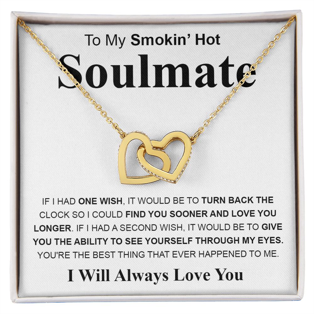 Gifts For Soulmate Birthday Gifts From Husband Necklace Valentines Day, Necklace for Future Soulmate, Wedding Anniversary Jewelry for Wife Necklace Gifts from Husband - Soulmate Gift Necklace with Message Card and Gift Box Interlocking Heart