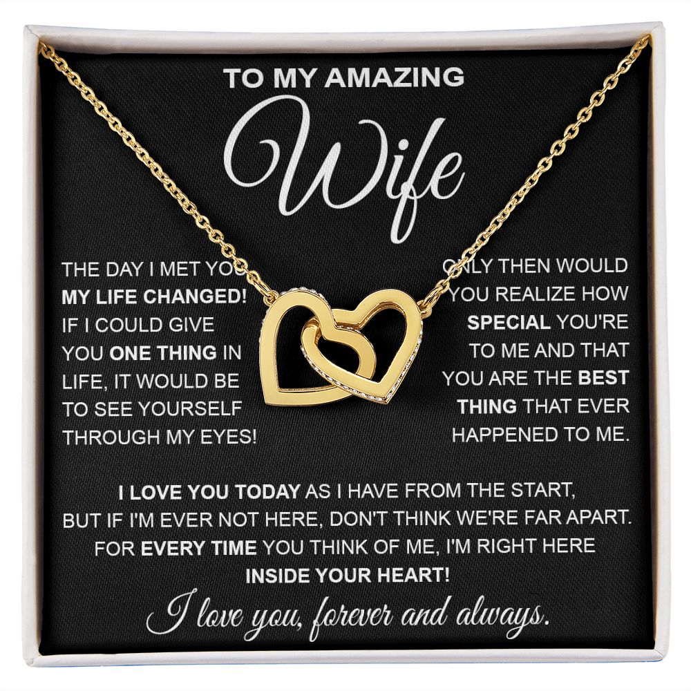 to My Wife Necklace, Soulmate Jewelry for Women, Wife Gifts from Husband , Necklace for Wife Soulmate Gifts Future Wife Necklace Message Card and Gift Box Styles on Birthday, Wedding, Anniversary, Valentine Interlocking Heart