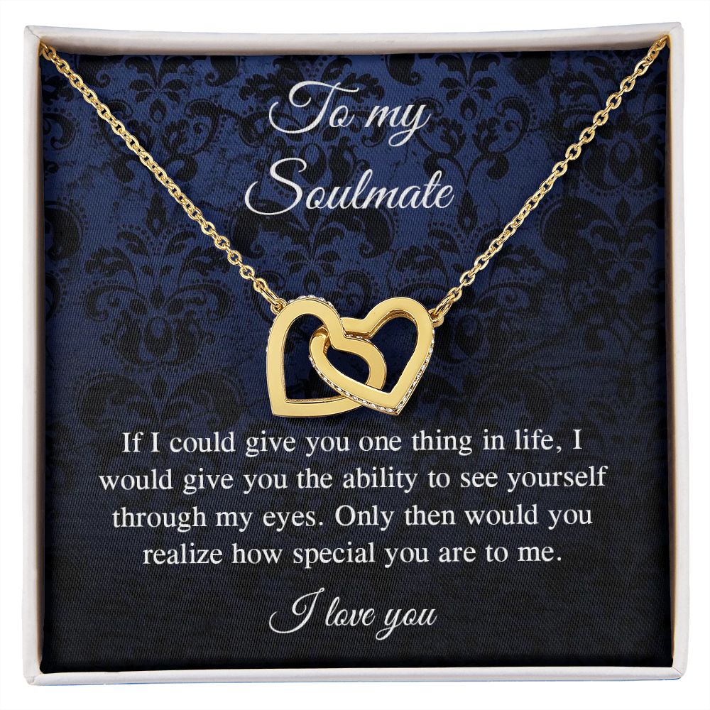Couples Gifts Necklace To My Soulmate Necklace, Necklace Gifts For Wife From Husband Jewelry Romantic Gifts For My Wife Necklace Custom Name Message Card and Gift Box Styles on Birthday, Christmas, Wedding, Anniversary, Valentine Interlocking Heart