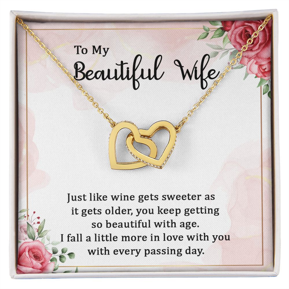 To My Wife Necklace Romantic Gifts For Her Unique Necklaces For Wife From Husband Cute Valentines Day Anniversary Birthday For Wife, Meaningful Necklace Message Card and Gift Box Styles on Birthday, Christmas, Anniversary Interlocking Heart