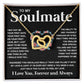 Couples Gifts Necklace To My Soulmate Necklace Birthday Christmas Jewelry Romantic Gifts For My Wife Pendant Jewelry with Message Card and Box Necklaces for Women Valentines Day Happy Anniversary Wedding Present Interlocking Heart