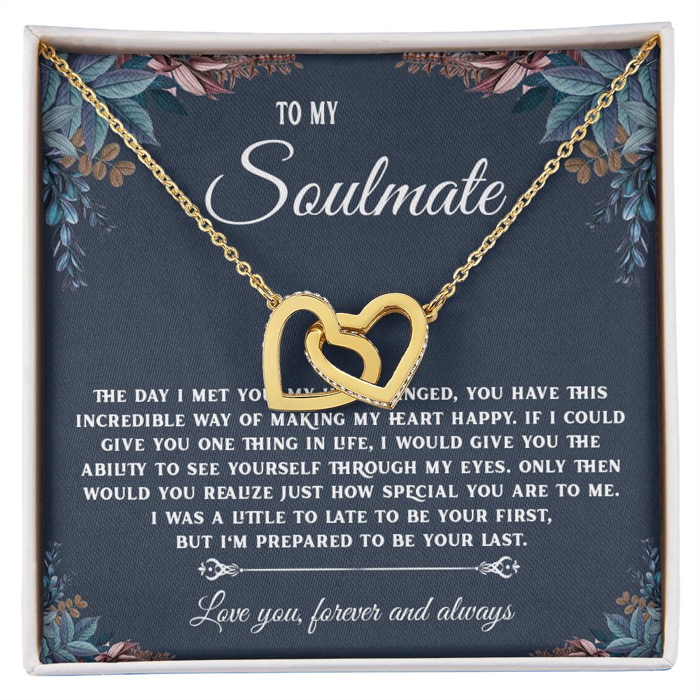 To My Soulmate Necklace Gift, Necklaces For Wife from Husband, Soulmate Necklace to My Beautiful Soulamte, Necklace For Soulmate with Message Card and Necklace Gift Box Gift Box Styles on Birthday, Christmas, Wedding, Anniversary, Valentine Interlocking H