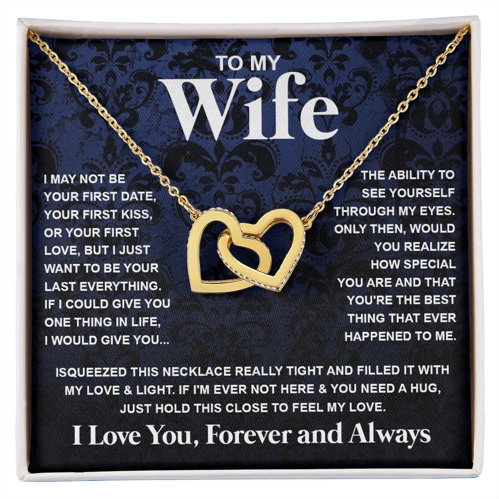 Couples Gifts Necklace To My Wife Necklace Anniversary Christmas Jewelry Romantic Gifts For My Wife Pendant Jewelry with Message Card and Box Necklaces for Women Valentines Day Happy Anniversary Wedding Present Interlocking Heart