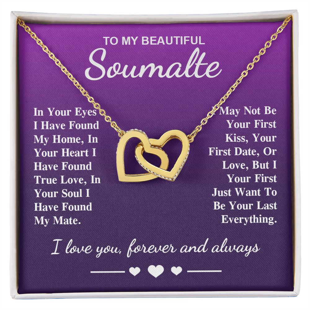To My Beautiful Soulmate Necklace Gift, Soulmate for Wife Birthday Gifts from Husband, Valentine for Women, Soulmate Gifts, Message Card and Necklace Gifts Box Gift Box Styles on Birthday, Wedding, Anniversary, Valentine Interlocking Heart