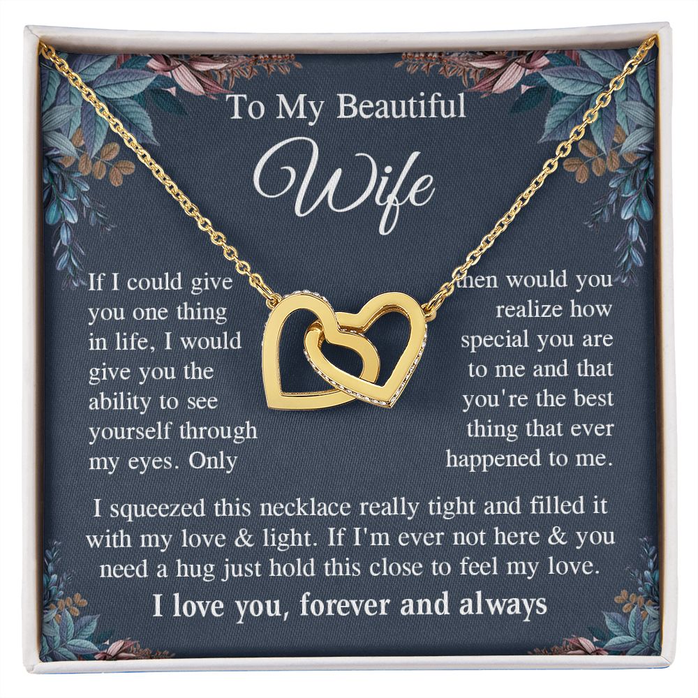 Wife Necklace Gift for Her, Soulmate Jewelry, Necklace for Future Wife, Anniversary Valentine Jewelry for Wife Necklace Gifts from Husband - Soulmate Gift Necklace with Message Card and Gift Box Interlocking Heart