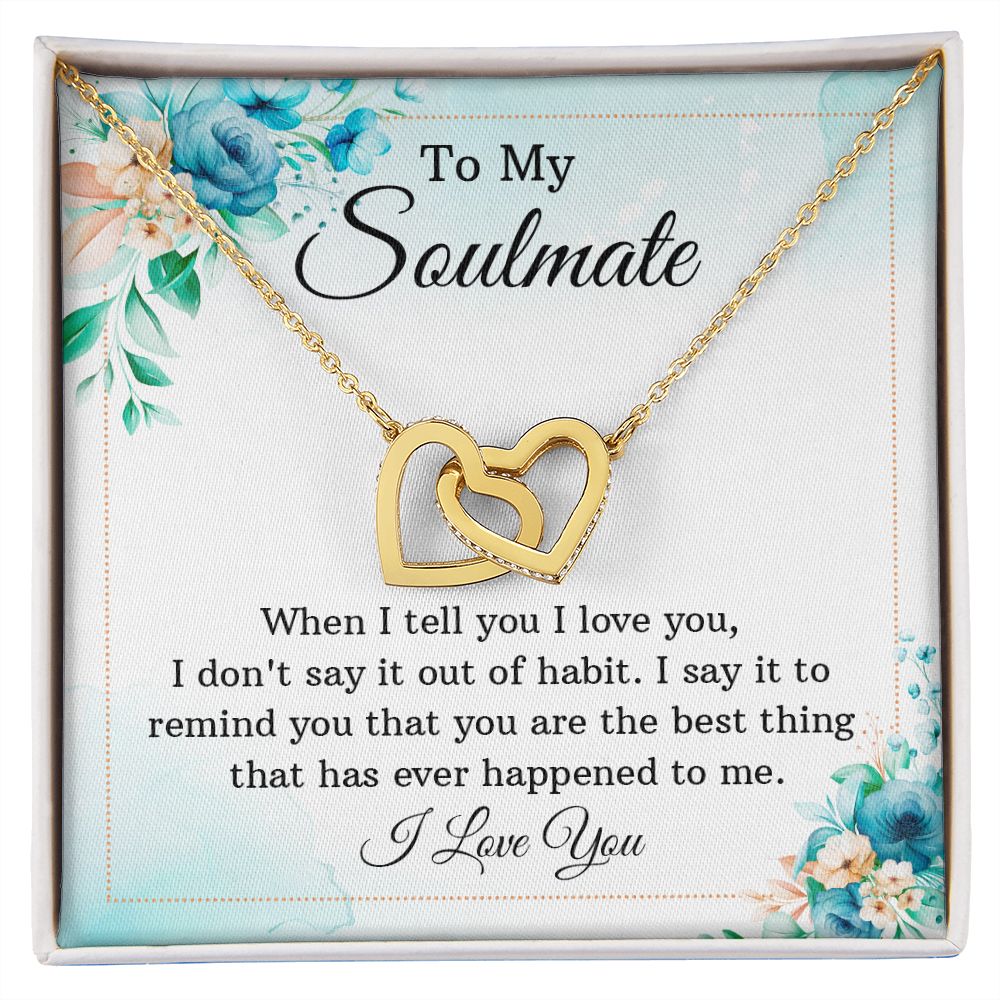 To My Soulmate, To My Wife Necklace, Wife Necklace, Wife Gift, WIfe Gift From Husband, Happy Anniversary, Meaningful Necklace Message Card and Gift Box Styles on Birthday, Christmas, Anniversary Interlocking Heart