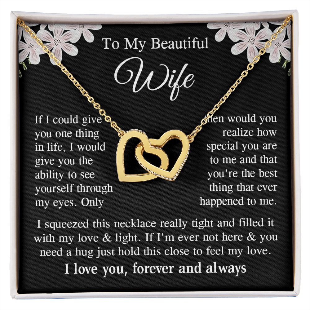 Wife Necklace Gift for Her, Soulmate Jewelry, Necklace for Future Wife, Wedding Valentine Jewelry for Wife Necklace Gifts from Husband - Soulmate Gift Necklace with Message Card and Gift Box Interlocking Heart