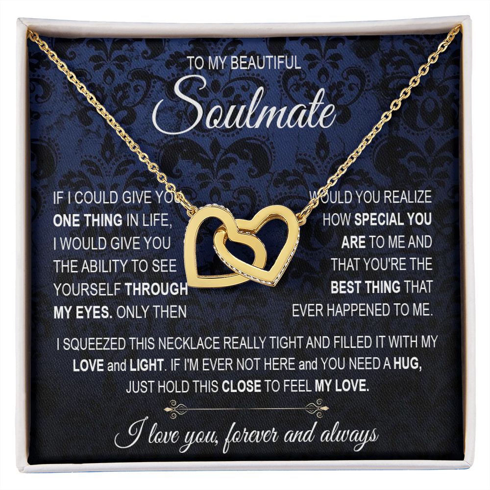 To My Soulmate Necklace for Women, Necklaces For Wife from Husband, Soulmate Necklace to My Future Wife, Necklace For Girlfriend with Message Card and Necklace Gift Box Gift Box Styles on Birthday, Christmas, Wedding, Anniversary Interlocking Heart