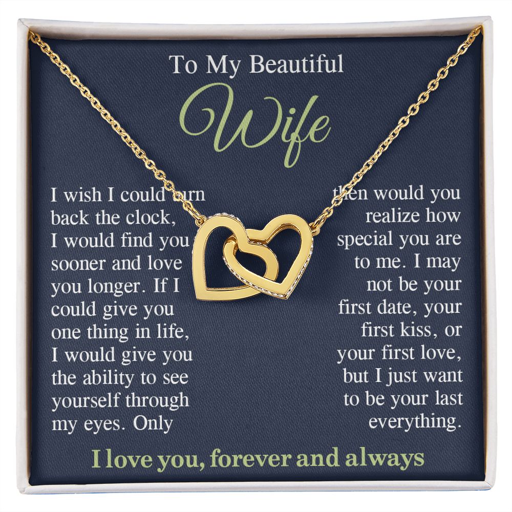 To My Beautiful Soulmate Necklace Gift, Wife Gifts From Husband, Anniversary Gifts For Wife From Husband To My Soulmate Necklace Message Card and Necklace Gift Box Gift Box Styles on Birthday, Wedding, Anniversary, Valentine Interlocking Heart