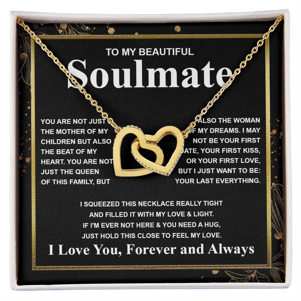 Gifts For Soulmate Birthday Gifts From Husband Necklace Valentines Days, Necklace for Future Soulmate, Valentine Wedding Jewelry for Wife Necklace Gifts from Husband - Soulmate Gift Necklace with Message Card and Gift Box Interlocking Heart