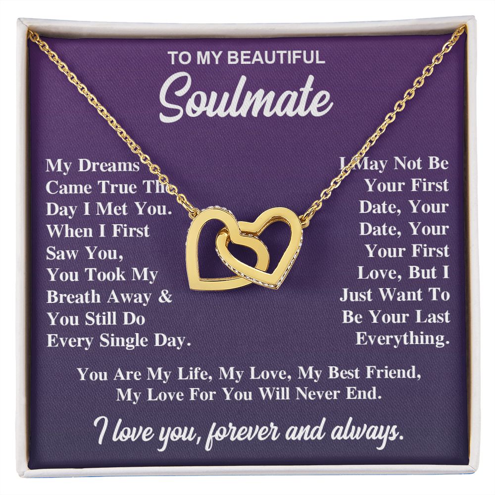 To My Soulmate Necklace Gift for Her, Soulmate Jewelry, Necklaces for Wife from Husband, Valentine To My Wife Necklace, Soulmate Gifts, Necklace Message Card and Gift Box Styles on Birthday, Wedding, Anniversary, Valentine Interlocking Heart