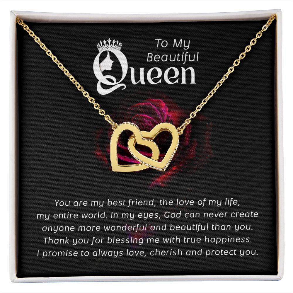 Couples Gifts, Beautiful Queen Necklace Gifts From Husband, Wedding Anniversary Jewelry For Wife From Husband, Wife Birthday From Husband, To My Soulmate Message Card and Gift Box styles On Birthday, Christmas, Anniversary  Interlocking Heart