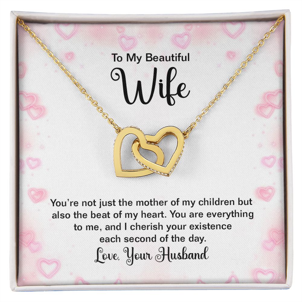 Couples Gifts Necklace To My Beautiful Wife Necklace Gifts For My Wife, Love Knot Meaningful Necklace Message Card and Gift Box Styles on Birthday, Christmas, Anniversary Interlocking Heart