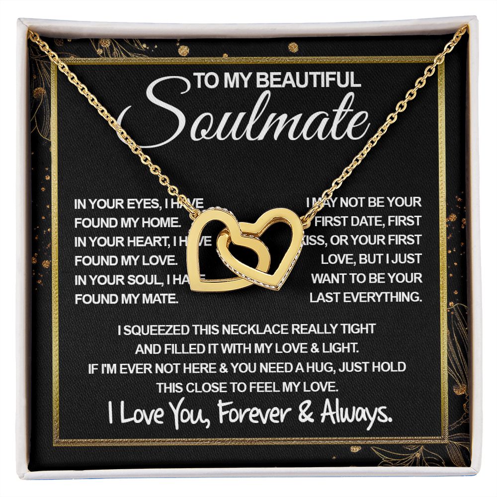 To My Beautiful Soulmate Necklace, Soulmate Jewelry For Women, Wife Necklace From Husband, Wife Gifts Necklace For Wife, Soulmate Gifts For Her, To My Future Wife Necklace Soulmate Interlocking Heart
