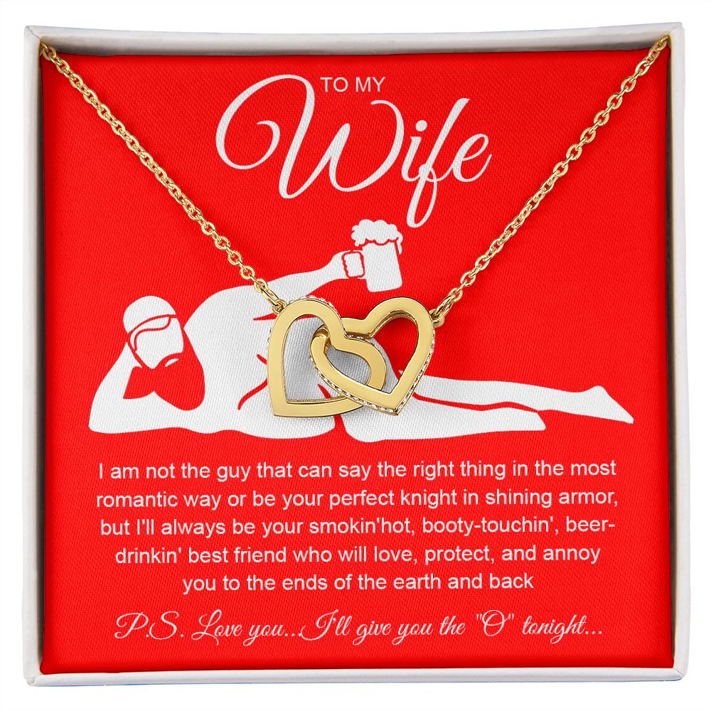 To My Wife Necklace For Women, Funny Gifts For Girlfriend,Valentine Presents For Girlfriend, Best Birthday Meaningful Gift Ideas For Wife, Women Romantic Jewelry For Her Anniversary Message Card and Gift Box Styles  Interlocking Heart