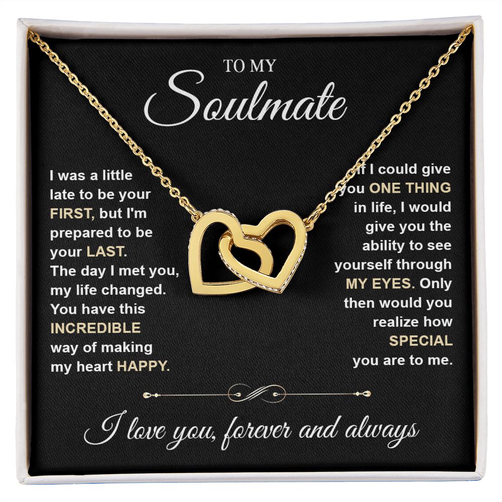To My Soulmate Necklace for Women, Necklaces For Wife from Husband, Soulmate Jewelry to My Future Wife Necklace and Necklace For Girlfriend with Message Card and Necklace Gift Box Gift Box Styles on Birthday, Christmas, Wedding, Anniversary Interlocking H