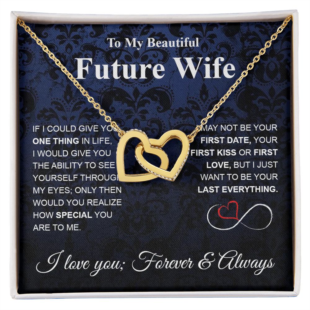 Future Wife Necklace My Last Everything, Promise Necklace For Her, Fiance Gifts For Her, Wedding Gifts For Future Wife With Message Card Box LED, Soulmate Necklace For Women, To My Wife Necklace Interlocking Heart