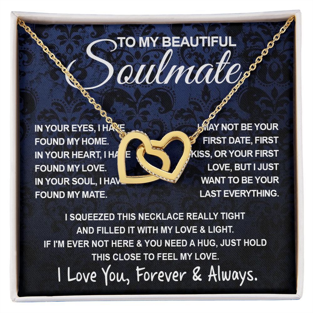 To My Beautiful Soulmate Necklace, Soulmate Jewelry For Women, Wife Necklace From Husband, Wife Anniversary Gifts Necklace For Wife, Soulmate Gifts For Her, To My Future Wife Necklace Soulmate Interlocking Heart