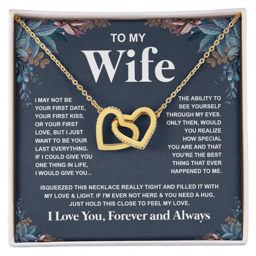 Couples Gifts Necklace To My Wife Necklace Anniversary Valentine Jewelry Romantic Gifts For My Wife Pendant Jewelry with Message Card and Box Necklaces for Women Valentines Day Happy Anniversary Wedding Present Interlocking Heart
