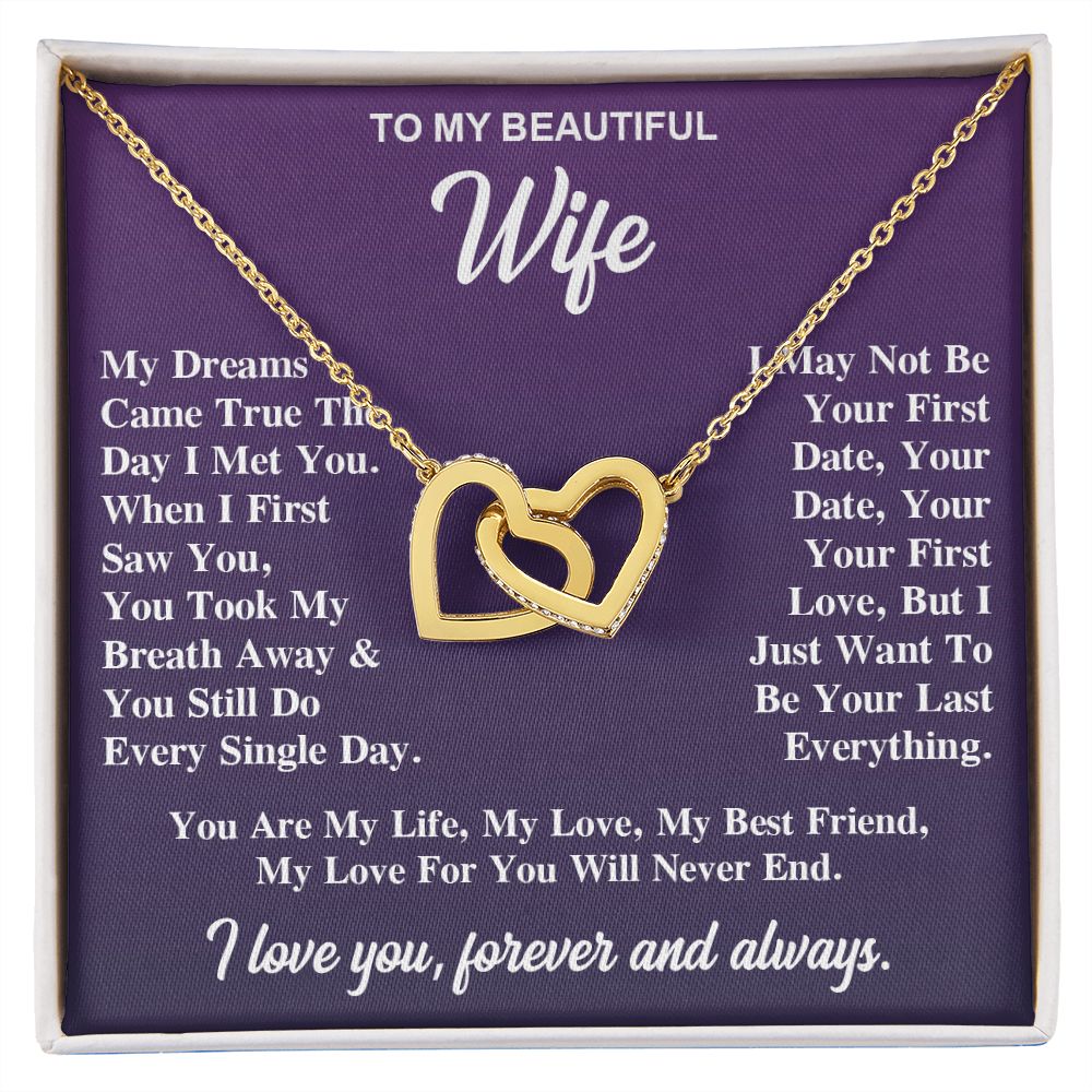 To My Wife Necklace Gift for Her, Soulmate Jewelry, Necklaces for Wife from Husband, Valentine To My Wife Necklace, Soulmate Gifts, Necklace Message Card and Gift Box Styles on Birthday, Wedding, Anniversary, Valentine Interlocking Heart
