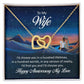 Couples Gifts Necklace To My Wife Necklace Gifts For My Wife, I Love You, Happy Anniversary My Love, Love Knot Meaningful Necklace Message Card and Gift Box Styles on Birthday, Christmas, Anniversary Interlocking Heart