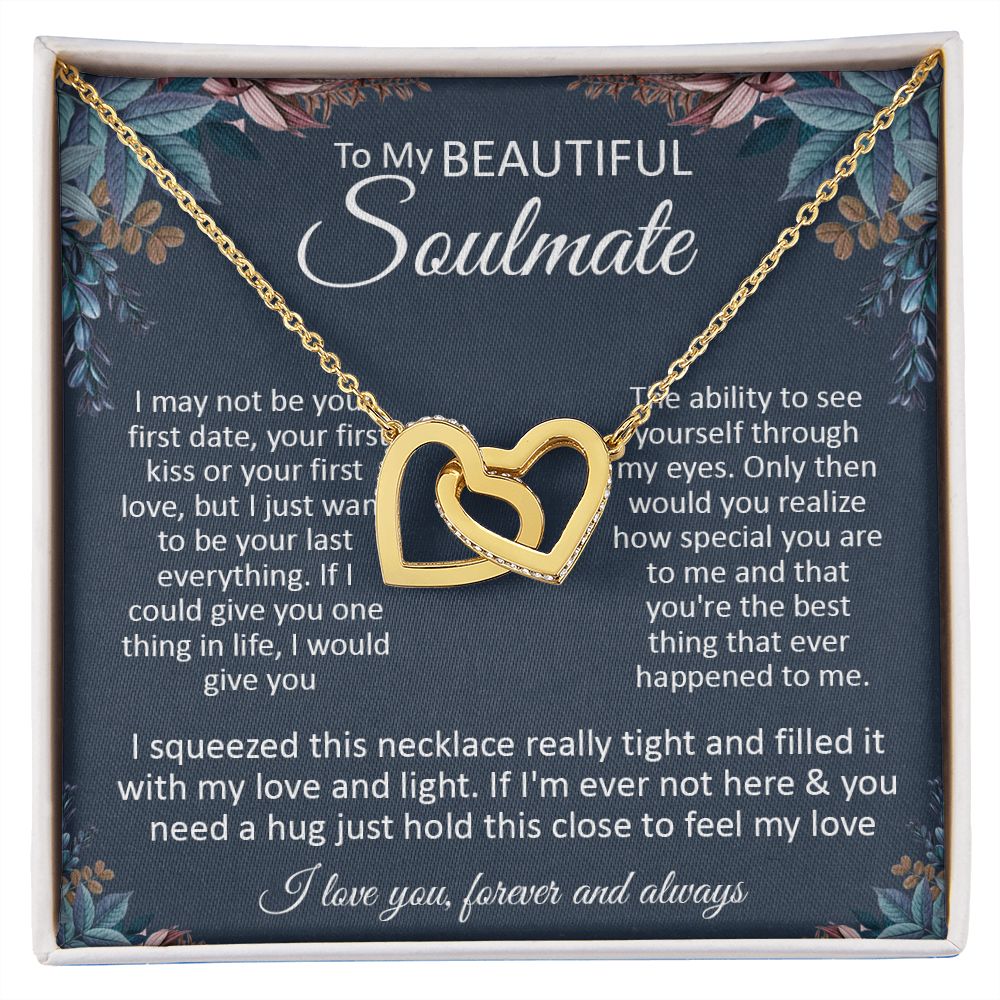Couples Gifts, To My Dear Wife Necklace Gifts From Husband, Wedding Anniversary Jewelry For Wife From Husband, Wife Birthday From Husband, Necklace Custom Name Message Card and Gift Box Styles on Birthday, Christmas, Wedding, Anniversary\ Interlocking Hea