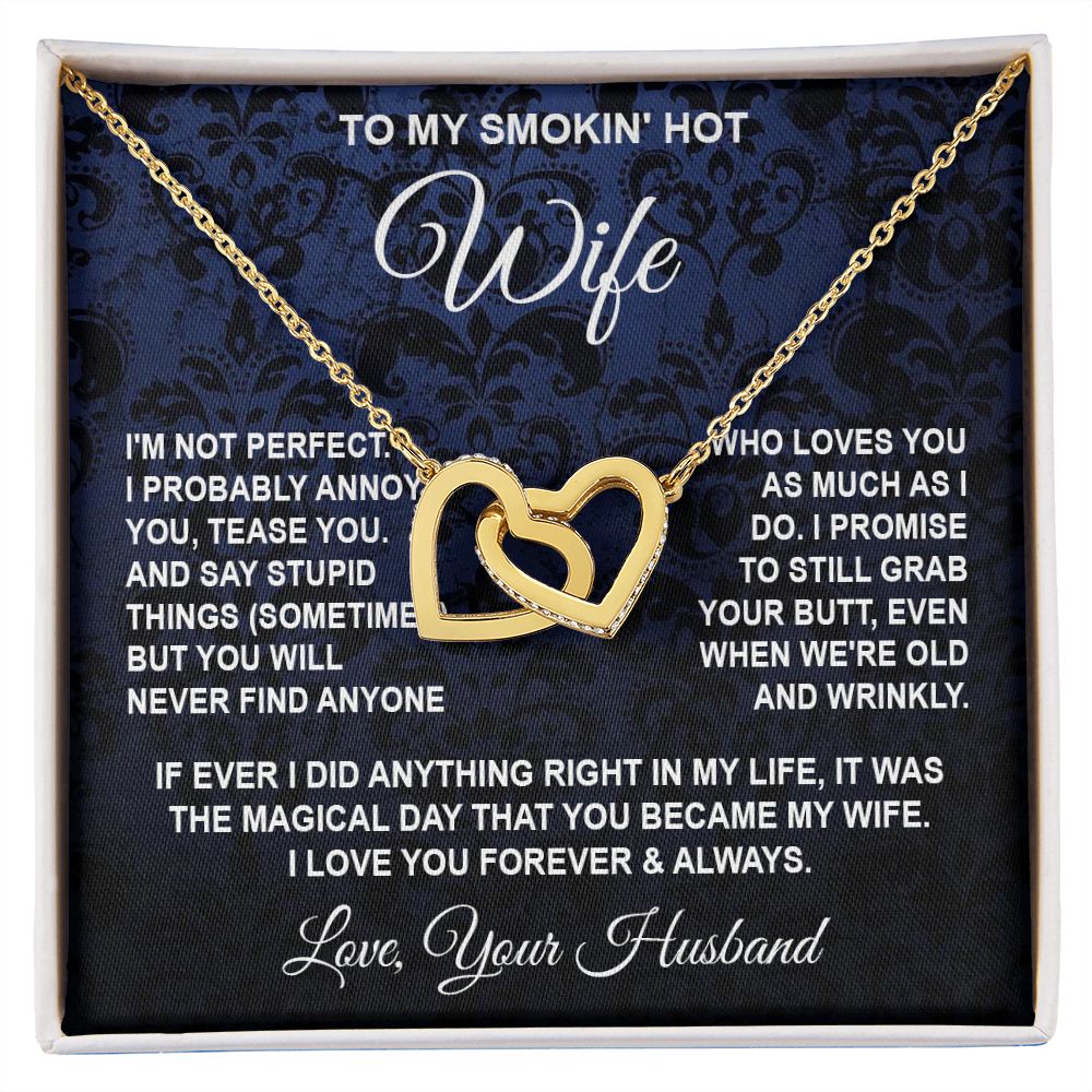Wife Necklace Gifts from Husband, Wedding Gifts for Wife from Husband, Wife Valentine Gifts from Husband, To My Wife Necklace Message Card and Necklace Gifts Box Gift Box Styles on Birthday, Wedding, Anniversary, Valentine Interlocking Heart