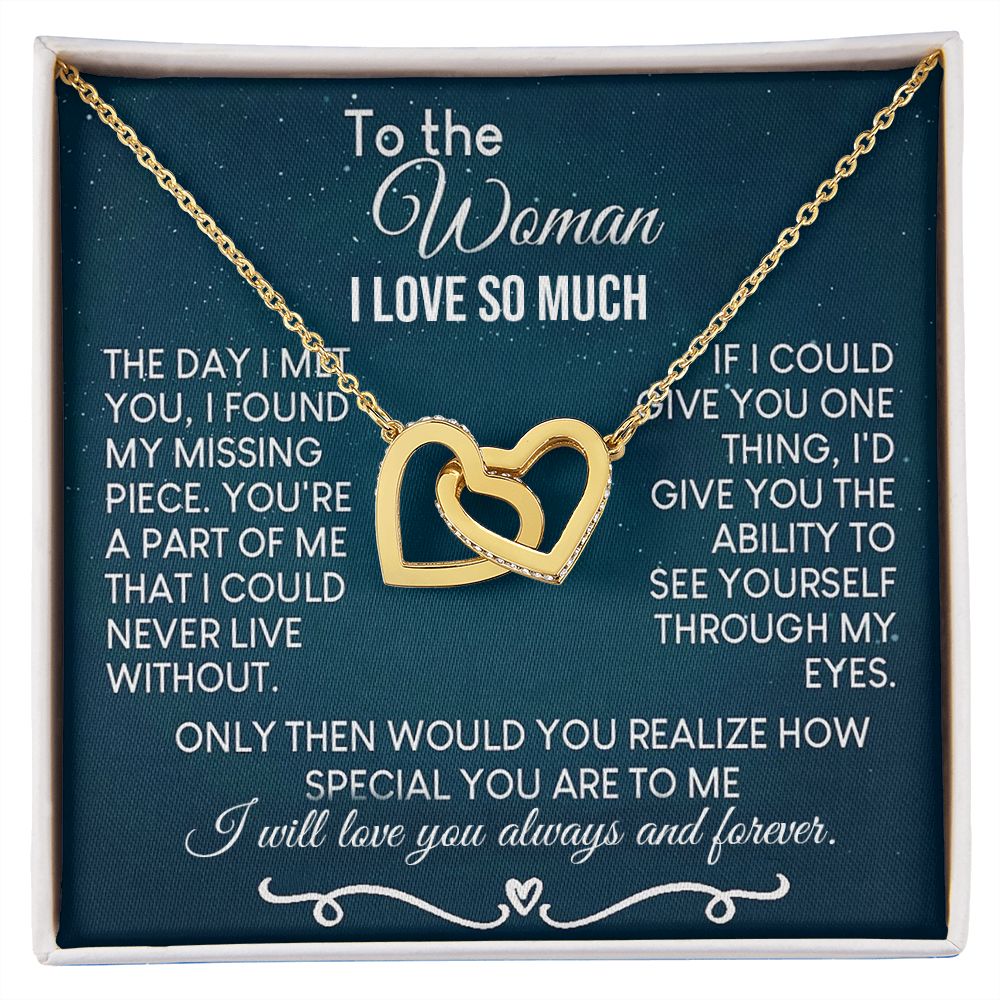 To The Woman Necklace Future Wife Gifts, Promise Necklace For Her, Fiance Gifts For Her, Valentine Birthday Gifts For Future Wife With Message Card Box LED, Soulmate Necklace For Women, To My Wife Necklace Interlocking Heart